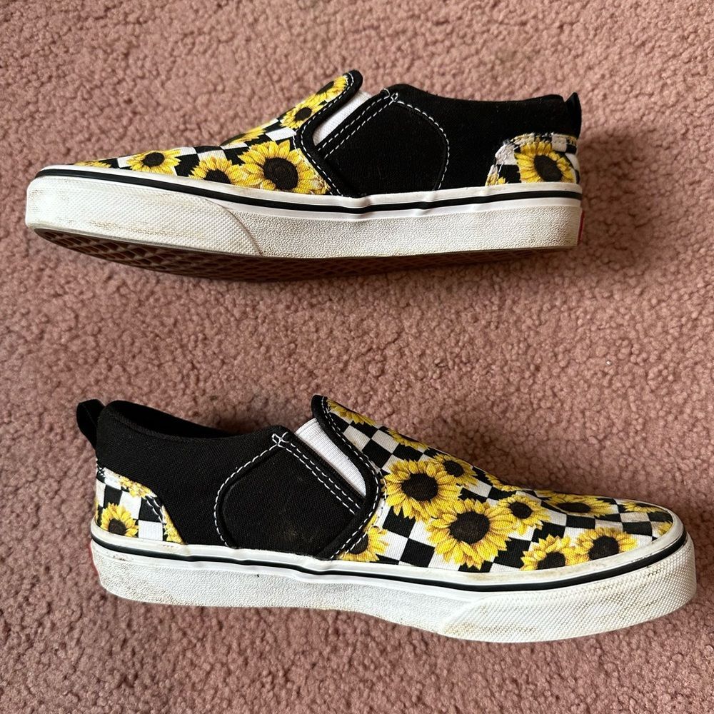 Vans Slip Ons. Woman Missy Size 4. Sunflower Black White Checkered UK 3 - Picture 4 of 6